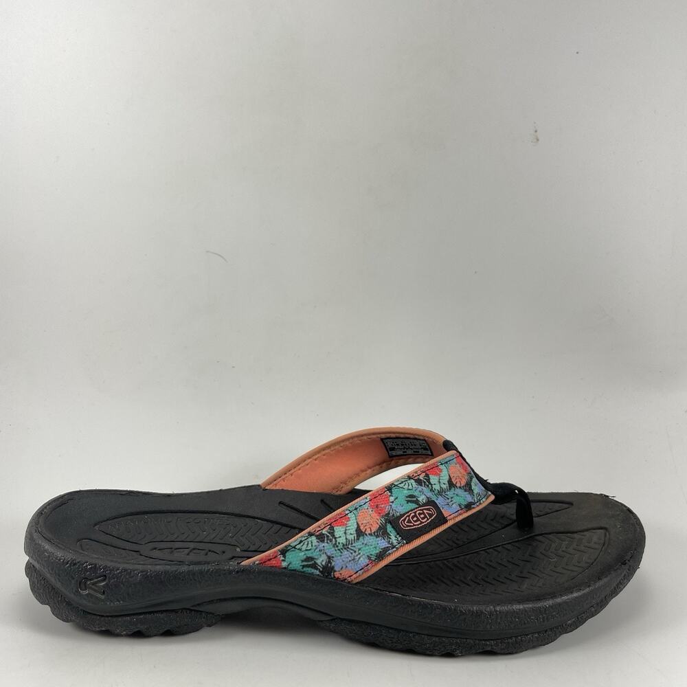 Keen Waimea Flip Flop Sandals Womens Size 9 Black Floral Cushioned Walking Shoes
